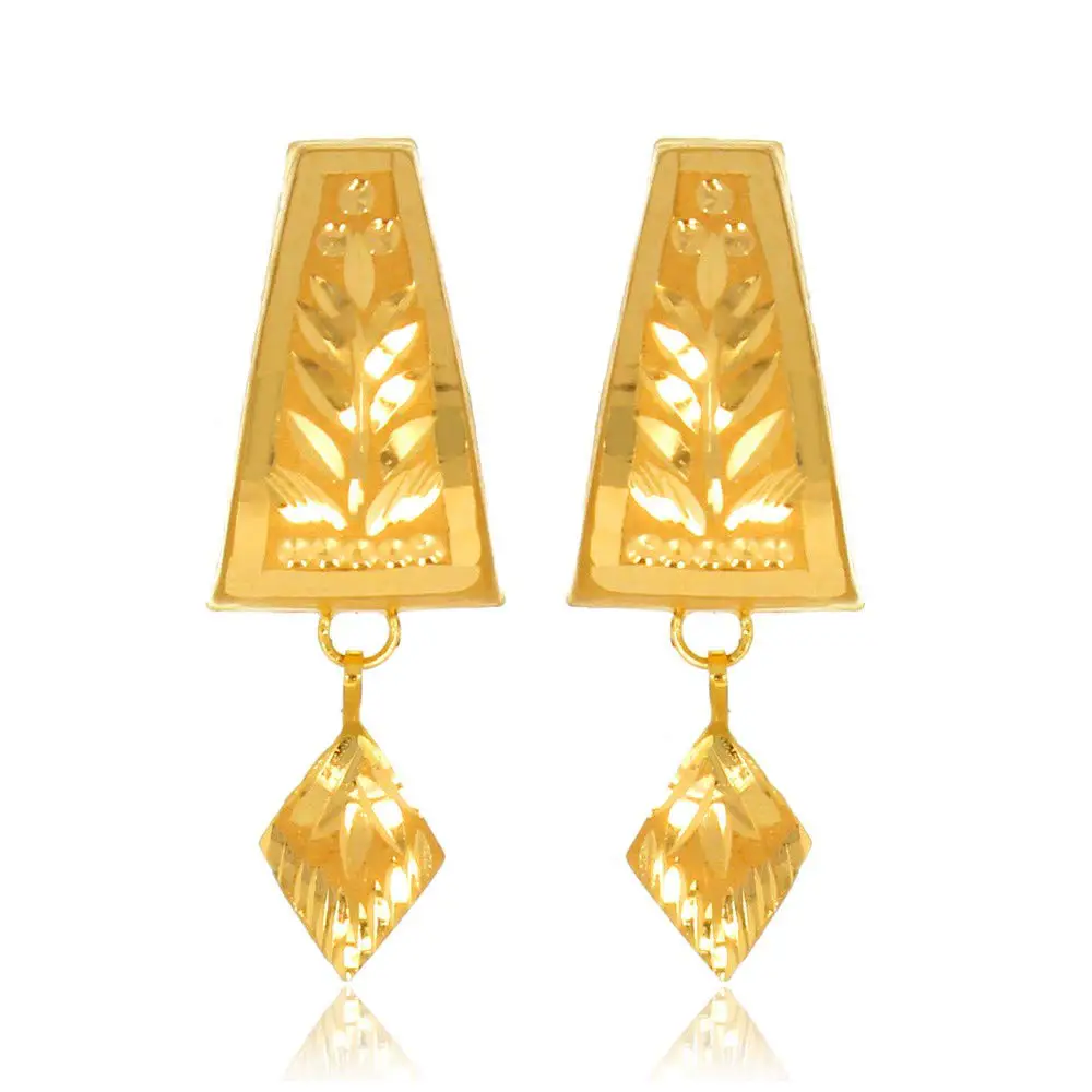Difference between jewellery and jewelery| Yellow Gold Drop Earrings for Women Senco Gold 22k (916)